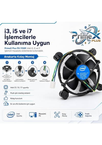 Primex Px-1150p Intel İşlemci Fanı, İ3 İ5 İ7 Uyumlu Cpu Soğutucu Fan, Lga775 1156 1155 1150 1151 1200 1700 Pin İşlemci Soğutucu, E97379-003 Intel Fan Primex Px-1150p Intel İşlemci Fanı, İ3 İ5 İ7 Uyumlu Cpu Soğutucu Fan, Lga775 1156 1155 1150 1151 1200 1700 Pin İşlemci Soğutucu, E97379-003 Intel Fan