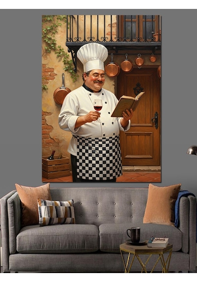 Ahşap Tablo Aşçı Yemek Yapıyor