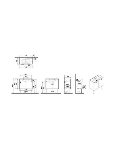 VitrA Mia Kapaklı 80 Cm Beyaz Alt Banyo Dolabı +lavabo Beyaz