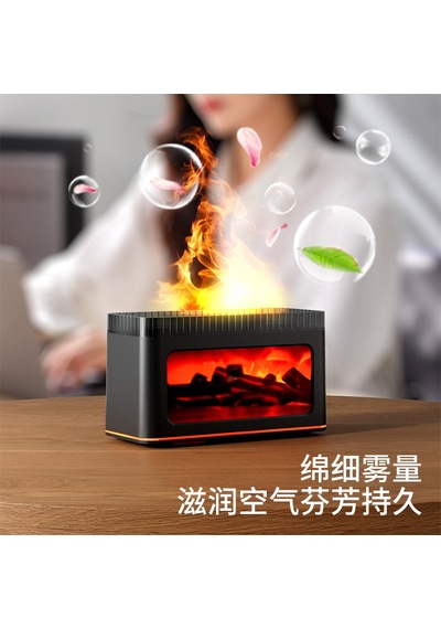Jopus Şömine Görünümlü Alev Efektli Hava Nemlendirici 3d Alev Aroma Difüzörü Aroma Terapi Makinesi - C06