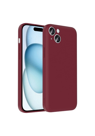 Apple Uyumlu iPad iPhone 15 Plus Kılıf Kamera Korumalı Kartlık Hazneli Zore Vitra Kapak Mürdüm
