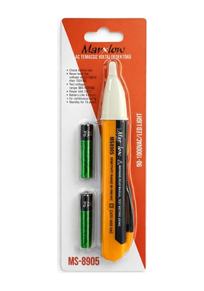 Ms-8905 90-1000vac Temassız Işıklı Sesli Faz Kontrol Kalemi - Voltaj Dedektörü