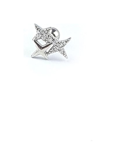 Pırlanta Parlaklığında Zirkon Taşlı Kutup Yıldızı Figürlü 925ayar Gümüş Tragus Kıkırdak Helix Piercing Gümüş