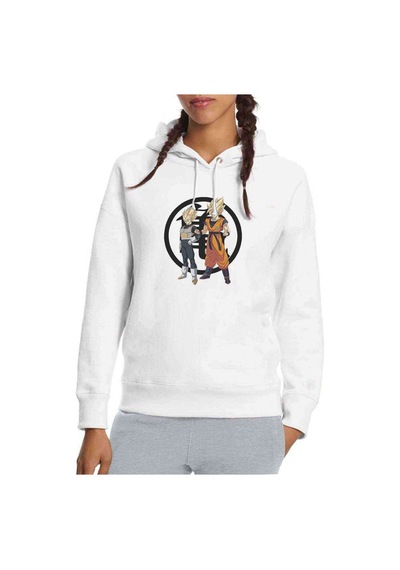 Anime Dragon Ball Baskılı Beyaz Kadın Kapşonlu Sweatshirt (534769505)