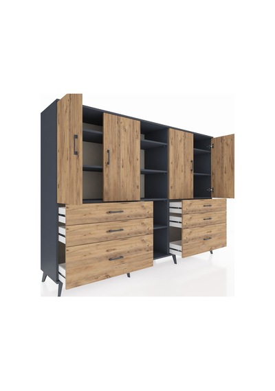 Hyperion Dolap 10 Raflı 6 Çekmeceli 4 Kapaklı 220x44x163 Antrasit-çam Atlas Çam - Antrasit Hyperion Dolap 10 Raflı 6 Çekmeceli 4 Kapaklı 220x44x163 Antrasit-çam Atlas Çam - Antrasit