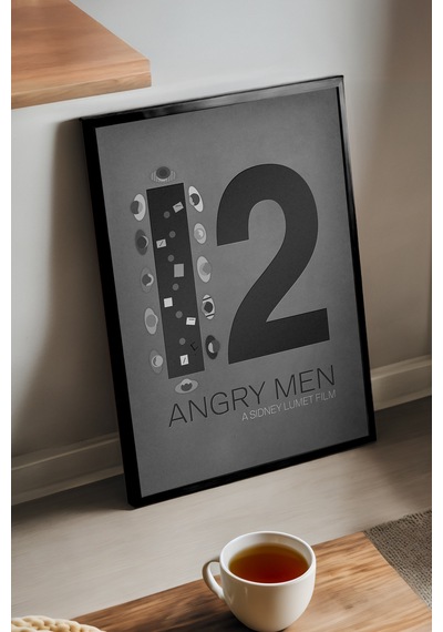 12 Angry Men Siyah Ahşap Çerçeveli Poster, Dekoratif Film Duvar Tablosu