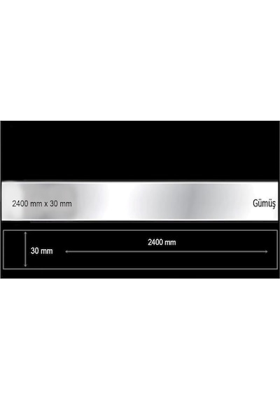 Dekoratif Aynalı Pleksi Şerit Süs Gümüş 30 Mm X 2400 Mm Mobilya D