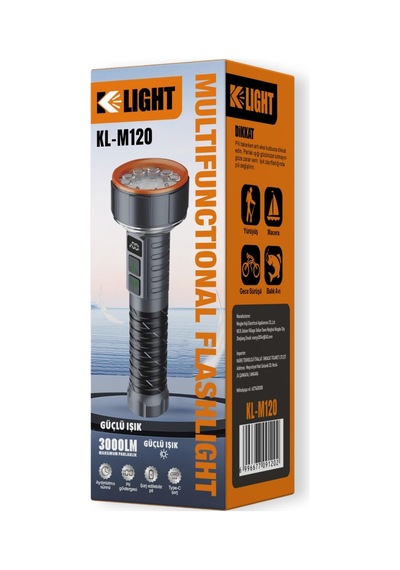 K Light Kl-m120 El Feneri Gri - Siyah