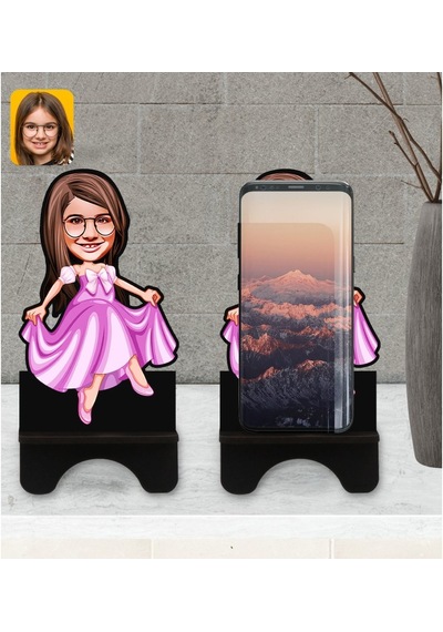 Kişiye Özel Kız Çocuk Prenses Karikatürlü Ahşap Biblo Telefon Sta (533057167)