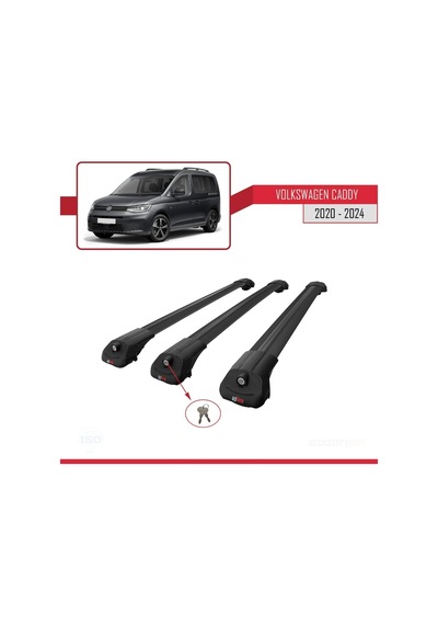 Volkswagen Caddy 2020 Ve Sonrası İle Uyumlu Ace-1 Ara Atkı Tavan Barı Siyah 3 Adet Bar