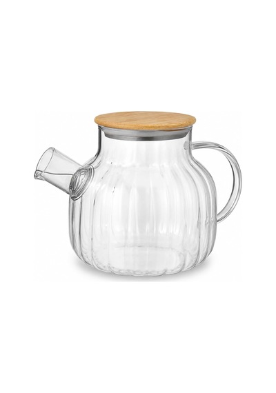 Bambu Kapaklı Kendinden Süzgeçli Borosilikat Cam Demlik 1000 Ml Isıya Dayanıklı Termisil Cam Çay, Kahve Ve Bi Diğer