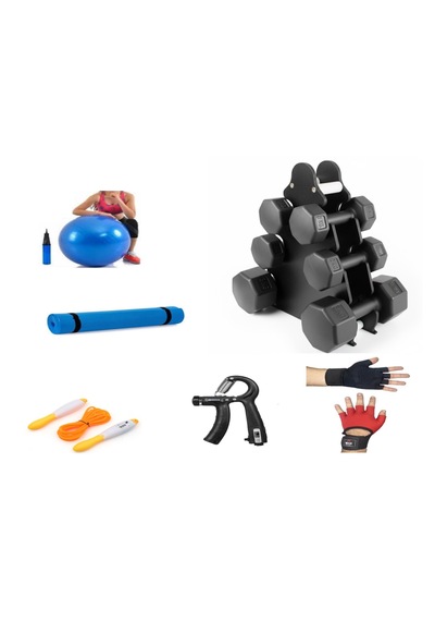 Psspor 3 Set Siyah Renk Dambıl 1kg-2kg-3kg + Stand + 5'li Set