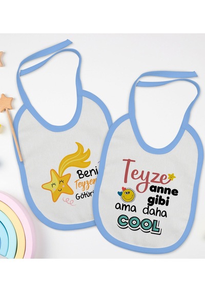BK Kids Teyze Tasarımlı 2’li Mavi Mama Önlüğü-1 Mavi