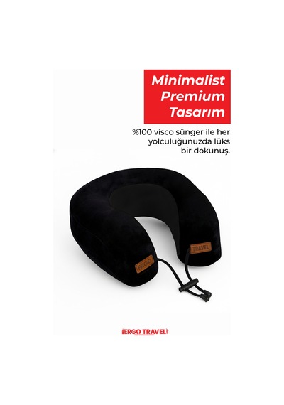 Viscofoam Lux Ortopedik Seyahat Yastığı Visco Boyun Destekli Seyahat Yastığı - Siyah | Ergo Travel