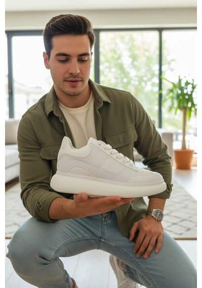 Enoch Erkek Alex Model Sneaker Kalın Tabanlı Oversize Model Lüks Ve Tok Görünüm Beyaz
