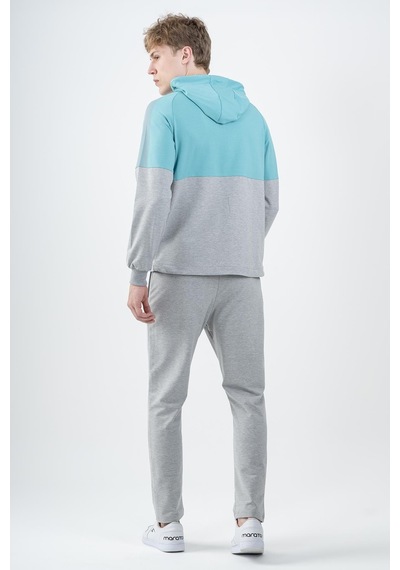 Maraton Sportswear Comfort Erkek Kapşonlu Dar Paça Reglan Kol Basic Turkuaz Eşofman Takımı 22309-turkuaz Turkuaz