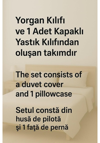 Lexroo Tek Kişilik Desenli Nevresim Takımı, 155 X 230 Cm, Antrasit, Kapaklı Yastık Kılıfı Dahil