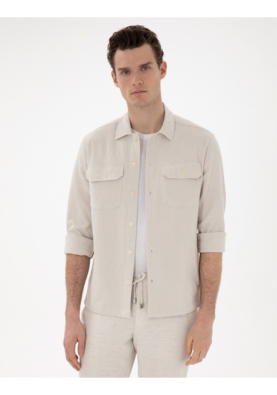 Pierre Cardin Erkek Bej Gömlek Desenli 50304593-vr011 Bej