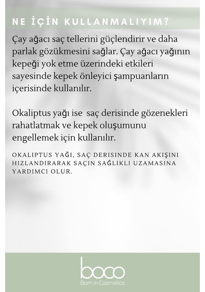 Boco Born In Cosmetics Çay Ağacı Yağı + Okaliptus Uçucu Yağı 2 x 10 ML