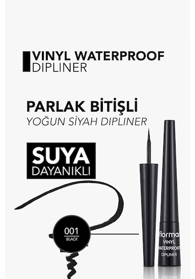 Flormar Suya Dayanıklı Parlak Dipliner (SİYAH) - Waterproof Dipliner - 001 Black - 8690604536498 Flormar Suya Dayanıklı Parlak Dipliner (SİYAH) - Waterproof Dipliner - 001 Black - 8690604536498