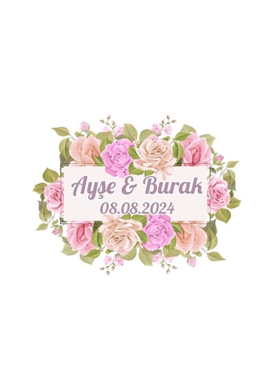 Kış Meyveli Kuşlu Oval Etiket Kına Nişan Düğün 3x3 Cm Özel Etiket / 50 Adet Sticker Beyaz