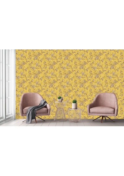 Tropicano Çiçek Desenli Trend Duvar Kağıdı 9914-4, Sarı Ce, Iso 9001, Iso 10002