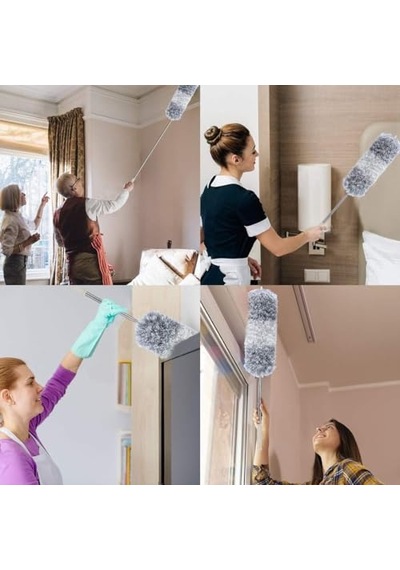 240 Cm Teleskopik Uzatılabilir Mikrofiber Yumuşak Başlıklı Toz Alma Fırçası, Püskülü Bükülebilir Dip Köşe Genel