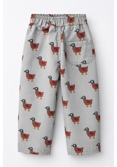Minigimin Cicileri Ördek Desenli Unisex Çocuk Gabardin Pantolon - Gri