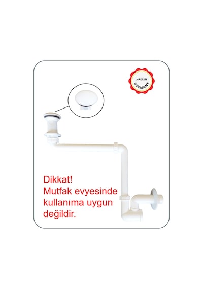 Dallmer Yer Kazandıran Lavabo Sifonu Beyaz Pop-up Süzgeçli Kolay Temizlenir Koku Önleyici Gider