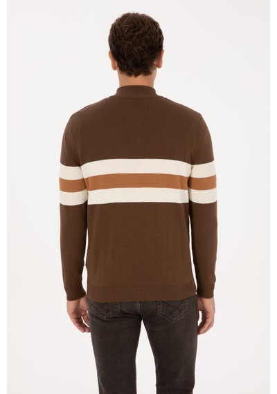U.S. Polo Assn. Erkek Regular Fit Yarım Fermuarlı Kahverengi Kazak 50315034-VR029