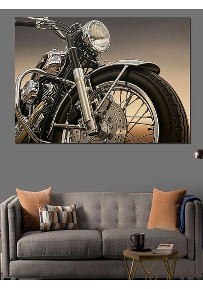 Klasik Harley Davidson Motor Dekoratif Kanvas - Mdf Ahşap Tablo