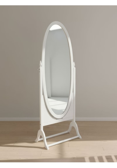 Rivoli Ayaklı Ahşap Oval Boy Aynası 58x165 Beyaz