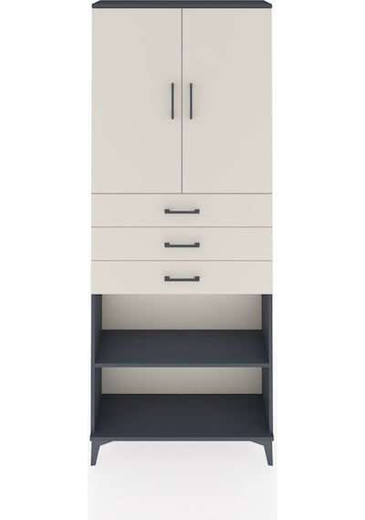 Arges Dolap 4 Raflı 3 Çekmeceli 2 Kapaklı 88x30x221 Antrasit-aytaşı Antrasit
