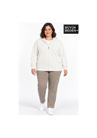 Süperlife Kadın Büyük Beden Fermuarlı Kapüşonlu Cepli Sweatshirt Hırka Rahat Kalıp Spr26bhrk961 Ekru Süperlife Kadın Büyük Beden Fermuarlı Kapüşonlu Cepli Sweatshirt Hırka Rahat Kalıp Spr26bhrk961 Ekru
