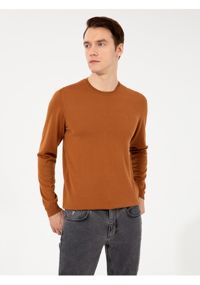 Cacharel Tarçın Slim Fit Bisiklet Yaka Basic Triko Kazak Turuncu Cacharel Tarçın Slim Fit Bisiklet Yaka Basic Triko Kazak Turuncu