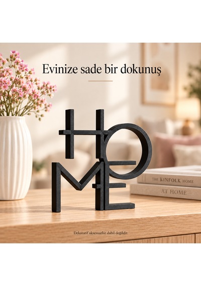 Geometrik Home Yazısı Dekoratif Masaüstü Ve Raf Süsü Siyah