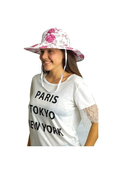 Çiçek Desenli Kadın Bermuda Şapka 1454 Fuşya