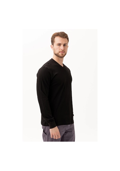 Padus V Yaka Uzun Kollu T-shirt - Rahat Kesim, İş Ve Günlük Kullanım Siyah