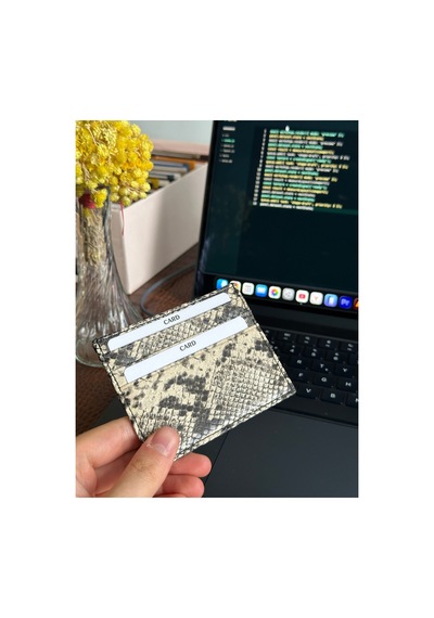 Shop Baskılı Deri Unisex Kartlık, Çift Taraflı, Orta Bölmeli, Küçük Boy Yılan 10 - 931991641 Yılan 10