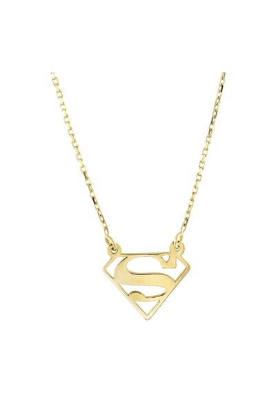 14 Ayar Superman Tasarım Altın Kolye Sarı