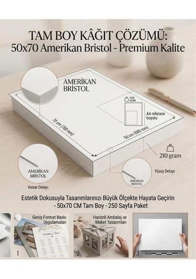 Tr Amerikan Bristol Karton 50x70 Cm 210 Gr - 10 Adet