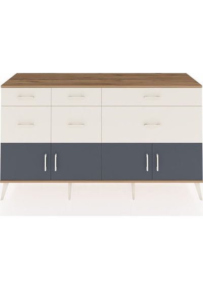Kronos Konsol Tek Raflı 6 Çekmeceli 4 Kapaklı 176x59x99 Çam-antra Çam-antrasit/aytaşı