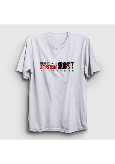 Presmono Unisex American Idiot V2 Green Day T-shirt Beyaz