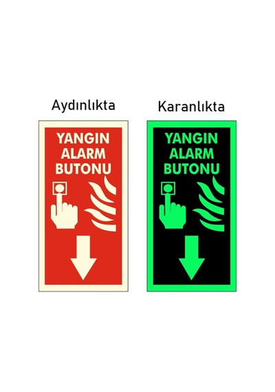 Fotolümen ( Fosforlu ) Yangın Alarm Butonu Levhası 12x25 cm