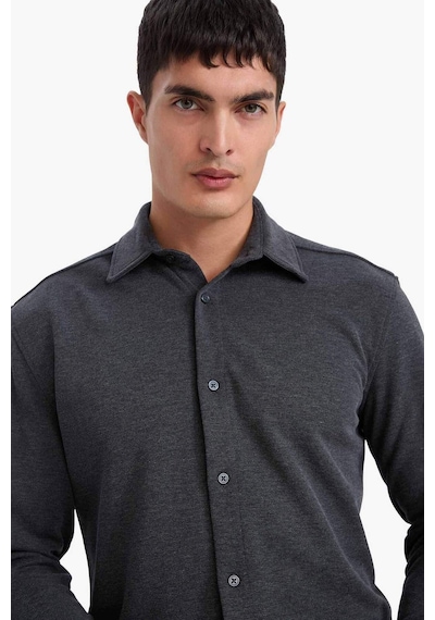 Defacto Modern Fit Polo Yaka Pike Uzun Kollu Gömlek F0330ax25aunv125 Lacivert-nv125
