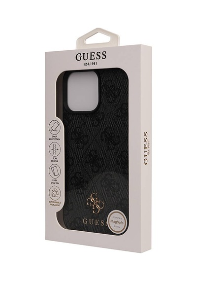 Apple iPhone 16 Pro Max Uyumlu Kılıf Magsafe Şarj Özellikli Guess  Lisanslı Small 4g Classic Siyah
