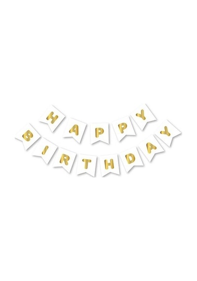 Beyaz Gold Happy Yaldızlı Banner