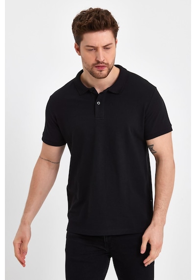 Nemonti Premium Penye Polo Yaka T-shırt Siyah