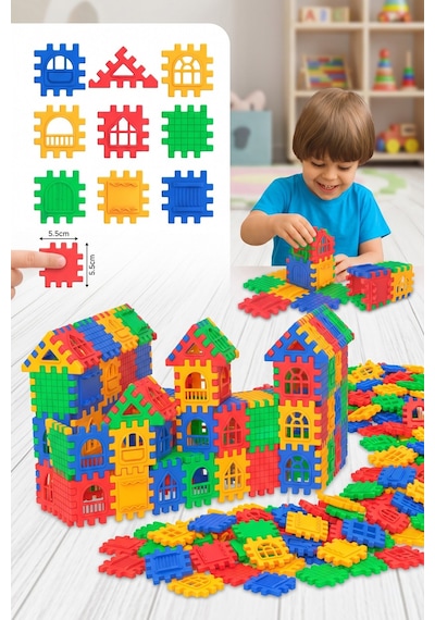 Puzzle City 128 Parça Eğitici Yapı Blokları Tak Çıkar Şehir Kurma Seti 3+ Yaş
