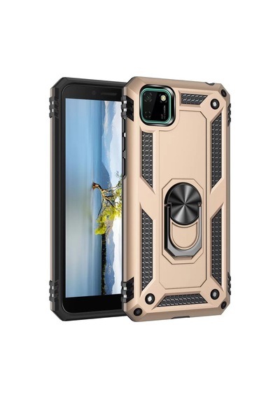 Newface Huawei Y5p Kılıf Sofya Yüzüklü Silikon Kapak - Gold Altın